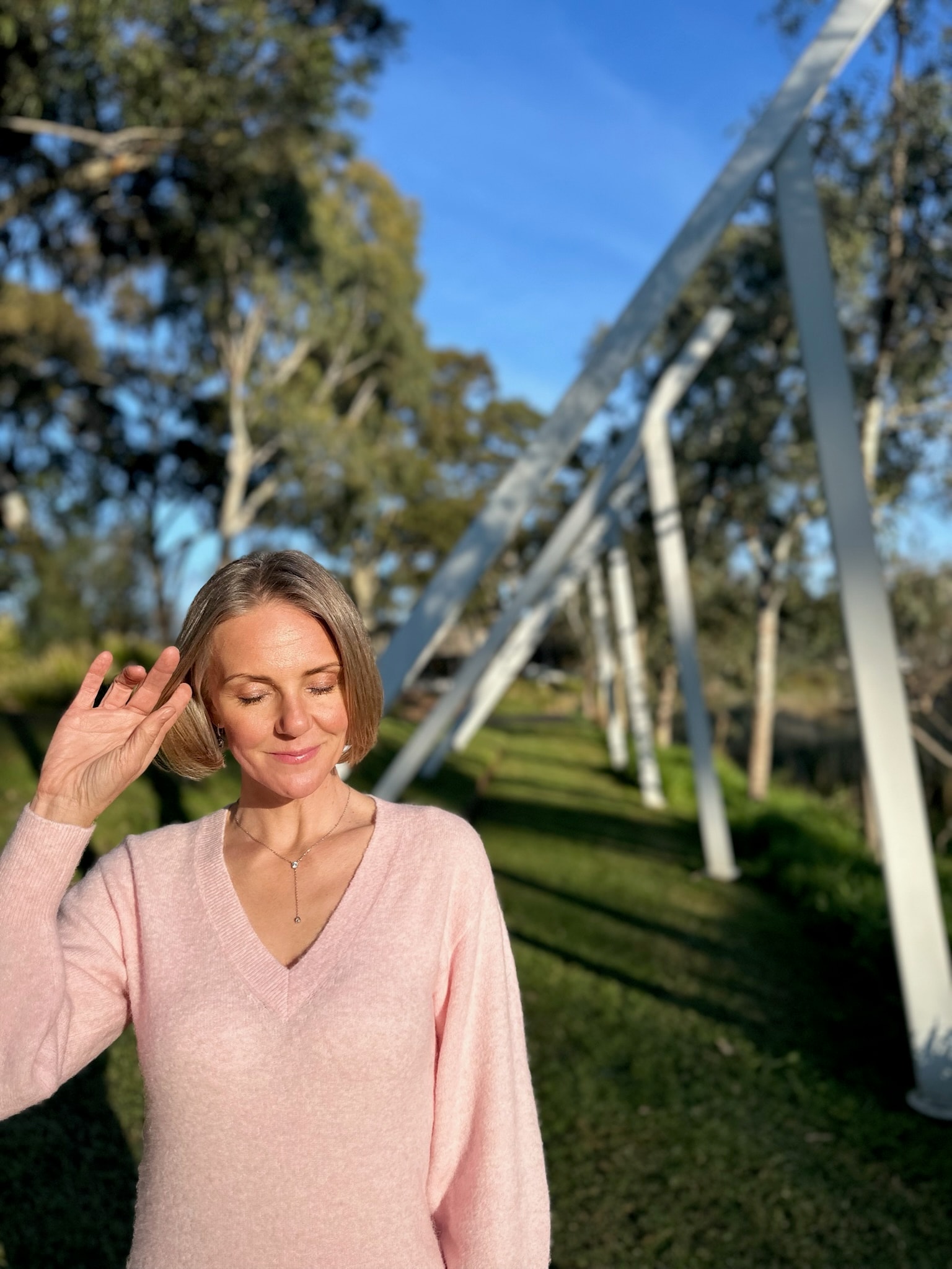 Peaceful healing practitioner in nature